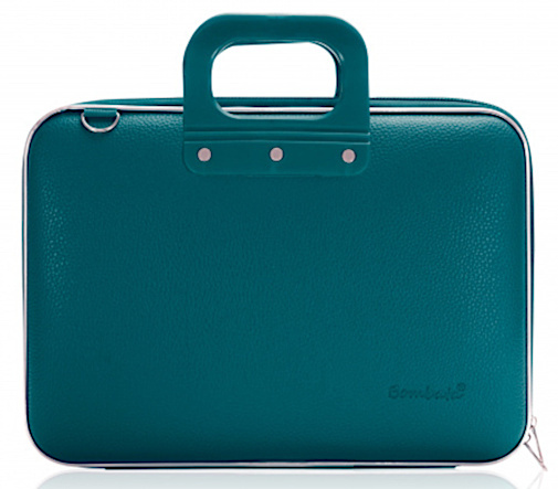 Bombata taška na notebook Classic 38 x 29 cm umelá koža tyrkysová