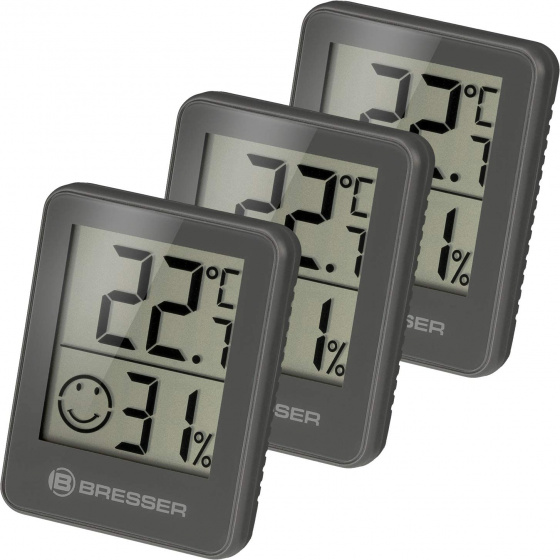 Bresser thermometers Temeo Hygro 58 mm grijs 3 stuks Bresser thermometers Temeo Hygro 58 mm grijs 3 stuks