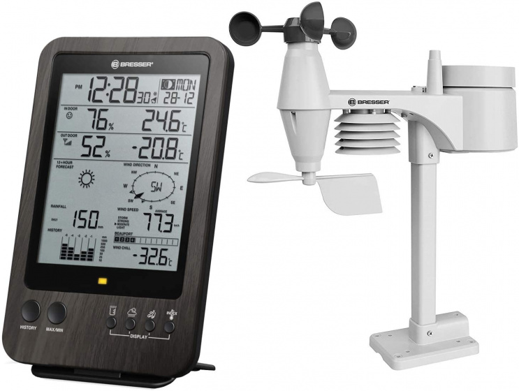 Bresser meteostanica Center 5-v-1 WTW 19 cm čierna 2-diel