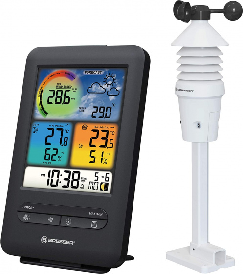 Bresser meteostanica Pro 3-v-1 Farba15,5 cm čierna 2-diel