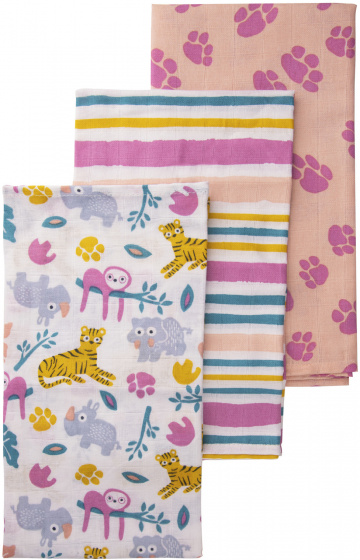 hydrophilic cloths Jungle Dusk 70 cm pink 3 pieces