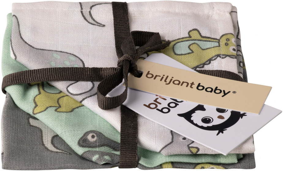 Briljant Baby detská deka Dino chlapci 30 cm zelená/sivá 3 kusy
