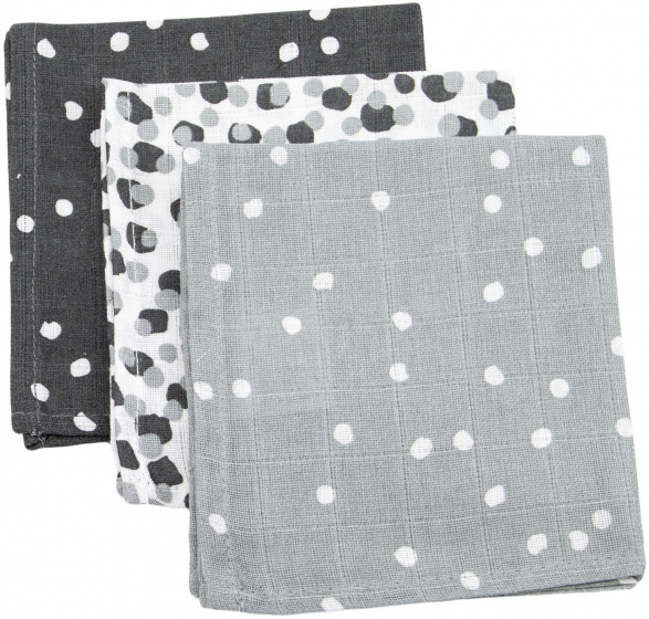 Briljant Baby uteráky Spots 30 cm bavlna šedá/biela 3 kusy