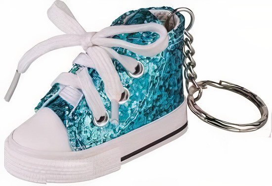 Brunnen sleutelhanger sportschoen glitter 8,5 cm textiel blauw