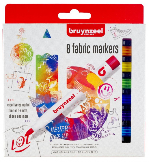 Bruynzeel textielstiften heldere kleuren junior 8 stuks
