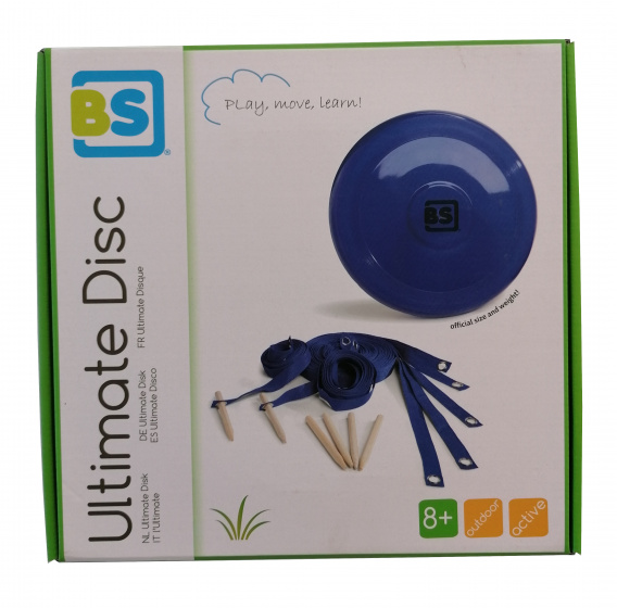 BS Toys frisbeeset ultimate disk hout blauw 8 delig
