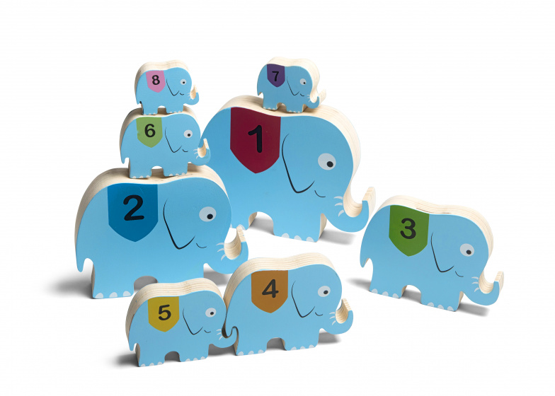 BS Toys stapelolifanten lichtblauw 17,5 x 13,5 x 3 cm 8 stuks