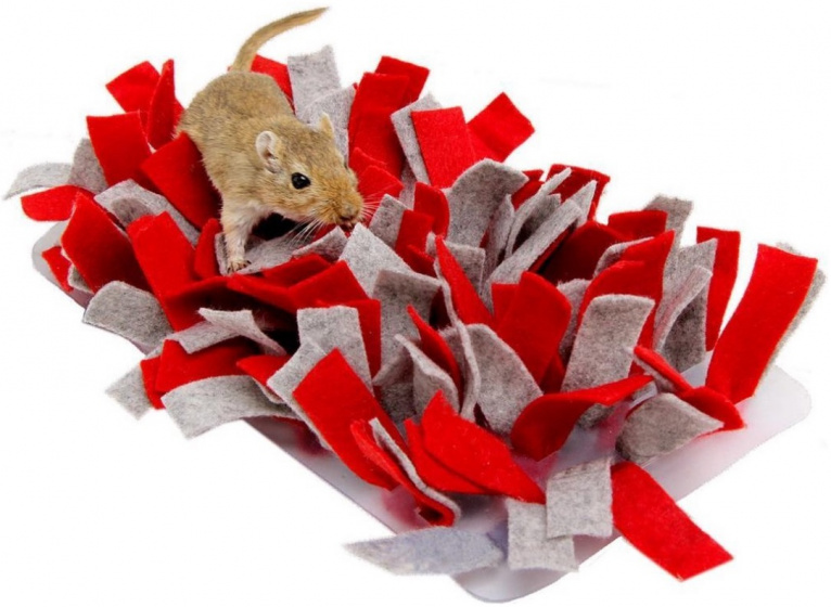 Bunny Nature podložka na ňufák hlodavec 28 x 15 cm filc červeno/sivá
