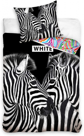 Carbotex dekbedovertrek zebra 140 x 200 cm katoen zwart/wit