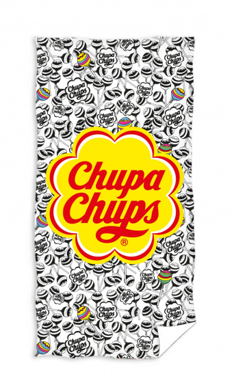 Carbotex strandlaken chupa chups junior 70 x 140 cm katoen geel/wit