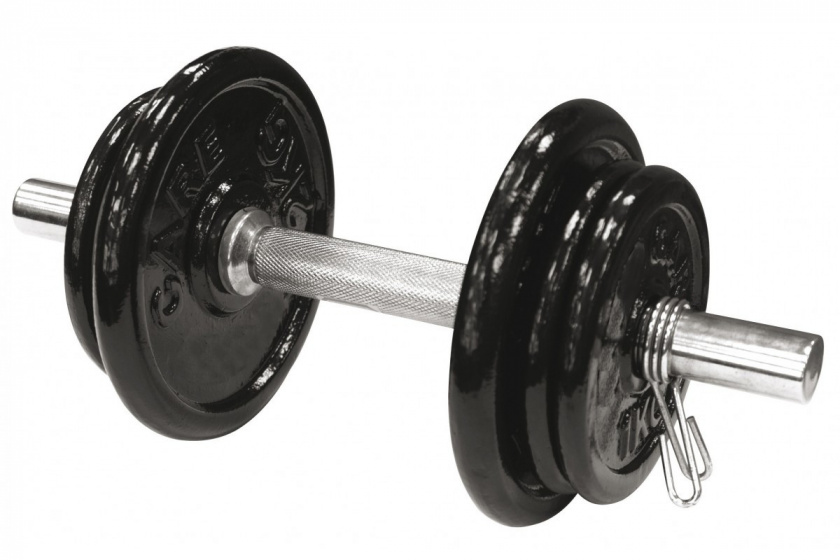dumbbell set 10 kg steel silver/black 9 pieces