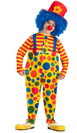 Carnival Toys klaunský oblek junior polyester žltý/červený 2-dielny veľkosť 126