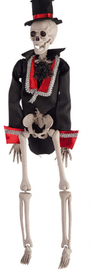 Carnival Toys dekorácia kostra 40 cm biela/čierna/červená