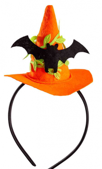 Carnival Toys čelenka klobúk bat junior 9,5 cm filc oranžová