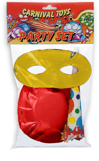 Party set Carnival Toys junior kartón žltý/červený 3dielny