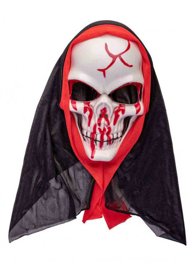 Carnival Toys tvárová maska ??lebka polyester čierna/biela/červená jednoveľ