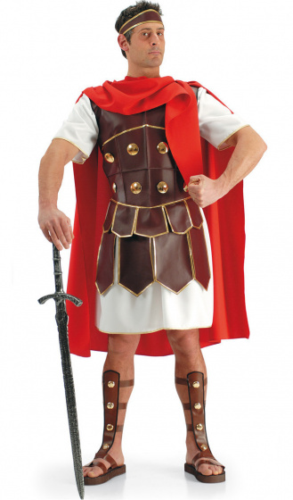 Carnival Toys Kostým gladiátor pánsky polyester červený/biely veľkosť L