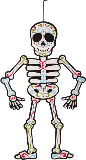 Carnival Toys závesná dekorácia kostra 65 cm biela/čierna