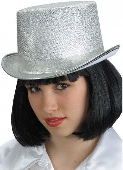 Carnival Toys klobúk Top Hat dámsky 22 cm filc strieborný jednovel