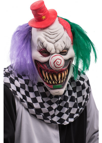 Carnival Toys maska ??na hlavu Horror Clown latexová biela jednoveľ
