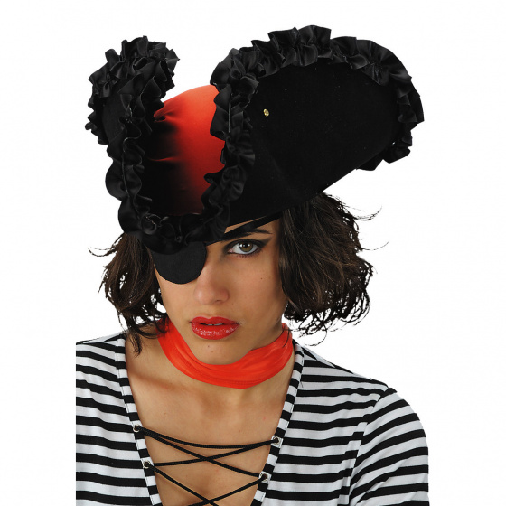 Carnival Toys pirátsky klobúk dámsky polyester čierno/červený veľkosť M