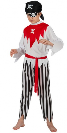 Carnival Toys pirátsky outfit junior polyester bielo/čierna 5-dielna veľkosť 126