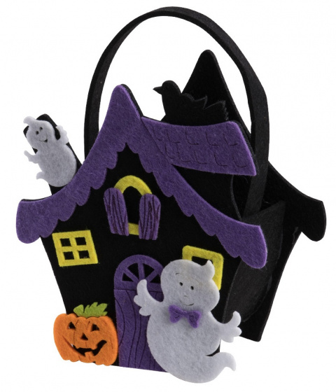Carnival Toys taška na šaty Spookhuis filc 17 x 15 cm čierna/fialová