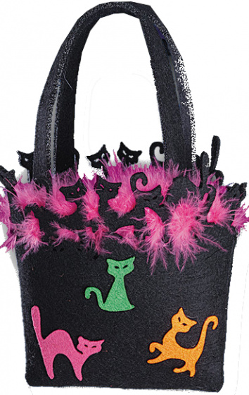 Carnival Toys taška Halloweenske mačky 13 x 12 cm filc čierna