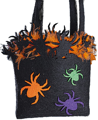 Carnival Toys taška Halloween pavúky 13 x 12 cm filc čierna
