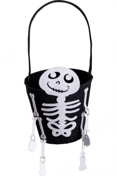 Carnival Toys taška Skeleton junior 30 cm filc čierno/biela
