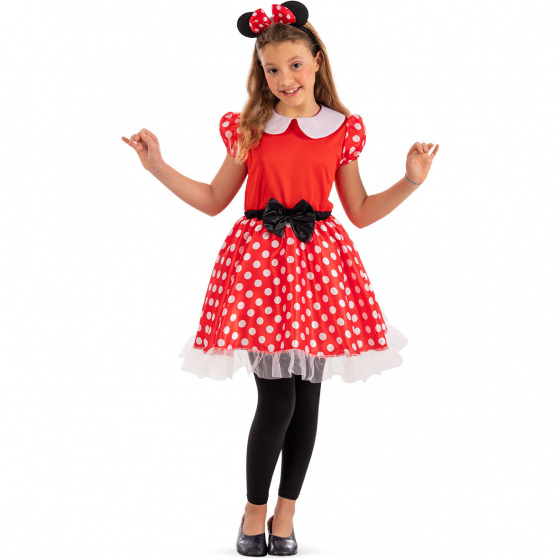 Carnival Toys dievčenské šaty Minnie Mouse červeno/biele mt 126