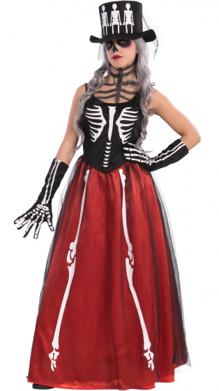 Carnival Toys šaty kostra dámy satén červená/čierna S/M