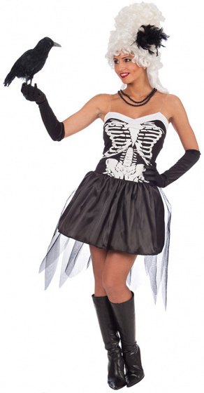 Carnival Toys šaty Kostra dámska saténová čierna mt S/M