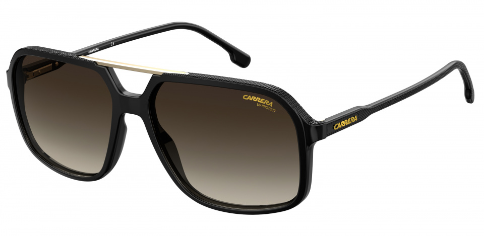 Carrera Eyewear 229/S unisex kat. 3 obdĺžnikové slnečné okuliare čiernej farby