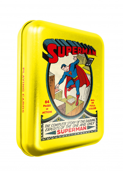 Cartamundi speelkaarten superman 10 x 8 cm staal/karton 56 delig
