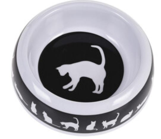 cat food bowl 18 cm white/black