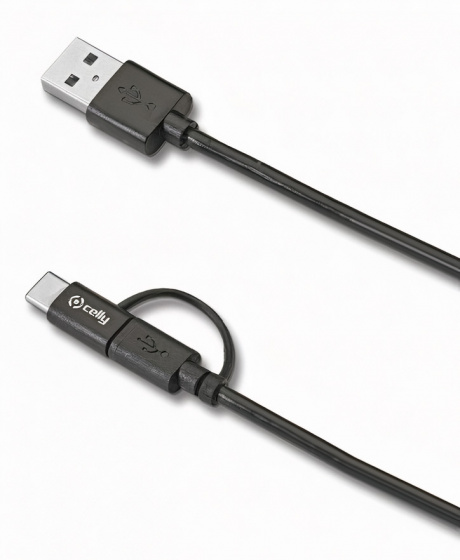Celly oplaadkabel micro usb / usb c 100 cm zwart