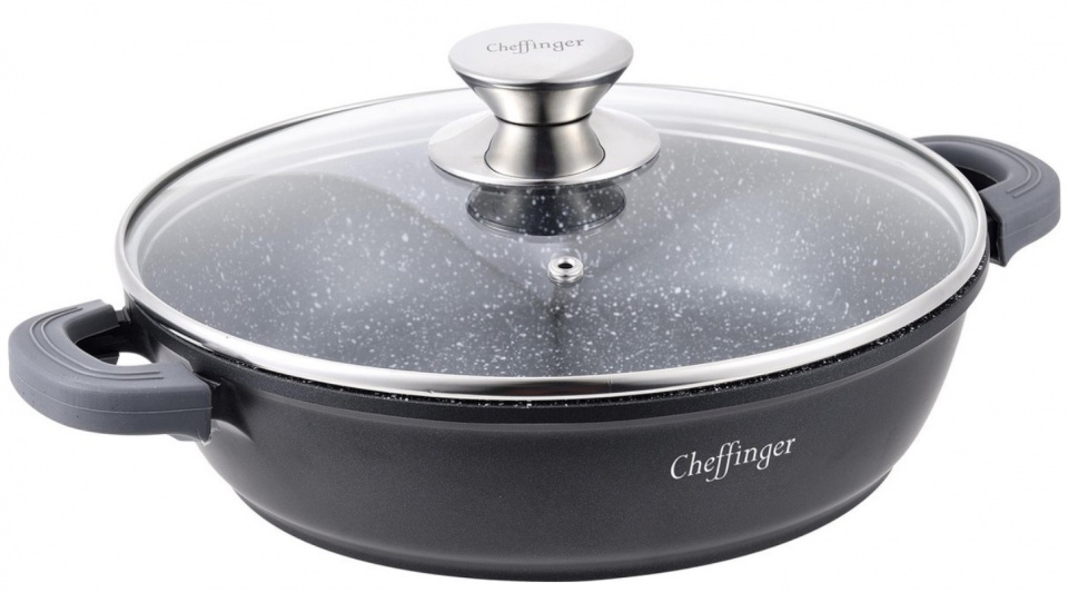 Cheffinger hrniec s pokrievkou 24 cm liaty hliník čierny