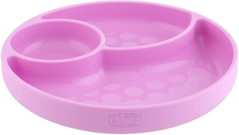 Chicco bord met zuigbodem meisjes siliconen roze Chicco bord met zuigbodem meisjes siliconen roze