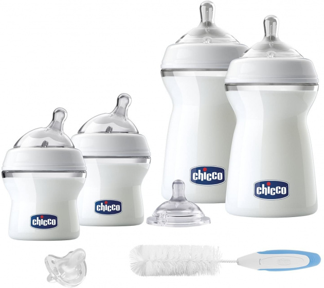 Chicco starterset baby siliconen 150/250 ml wit 7 delig