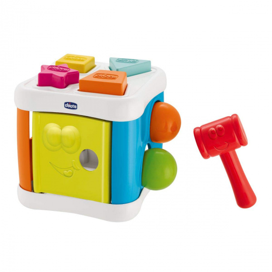 Chicco vormenstoof Sort & Beat Cube 2 in 1 junior 8 delig Chicco vormenstoof Sort & Beat Cube 2 in 1 junior 8 delig