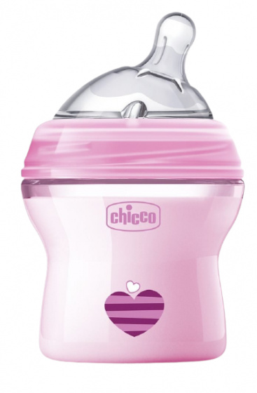 Chicco zuigfles Bimba 0m+ 150 ml polymeer/siliconen roze