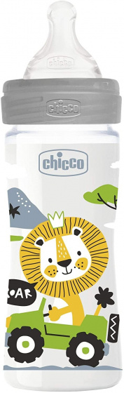 Chicco zuigfles 250 ml polymeer/siliconen grijs/transparant Chicco zuigfles 250 ml polymeer/siliconen grijs/transparant