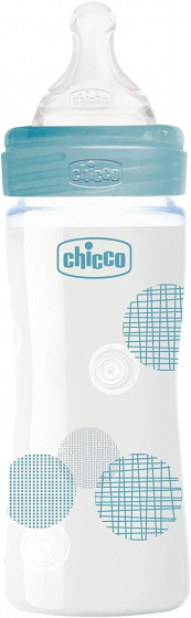 Chicco zuigfles 240 ml polymeer/siliconen blauw/transparant