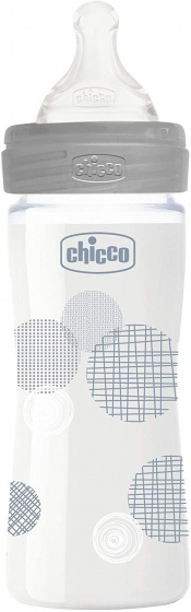 Chicco zuigfles 240 ml polymeer/siliconen grijs/transparant