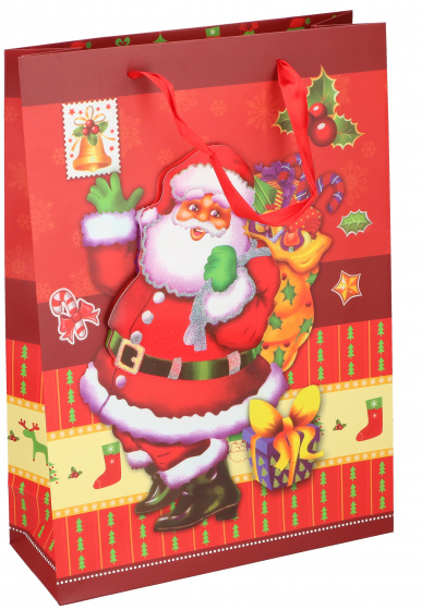 Vianočné darčeky darčeková taška Santa Claus 30 x 43 cm papier červená