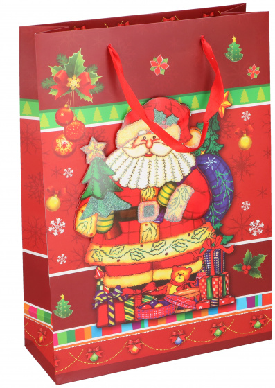 Vianočné darčeky darčeková taška Santa Claus papier 30 x 43 cm červená
