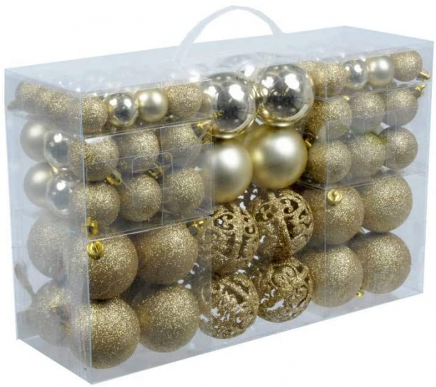 Christmas Gifts vianočné gule 4-6 cm plastové zlaté 100 kusov