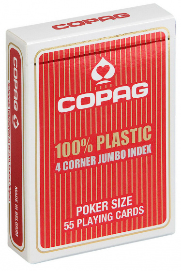 Copag speelkaarten 6,3 x 8,8 cm pvc rood 55 delig