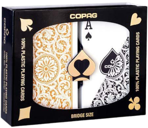 Copag speelkaarten 8,8 x 6,3 cm pvc goud/zwart 3 delig